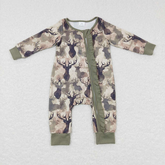 LR0661 Hunt camo deer long sleeve pants girls romper