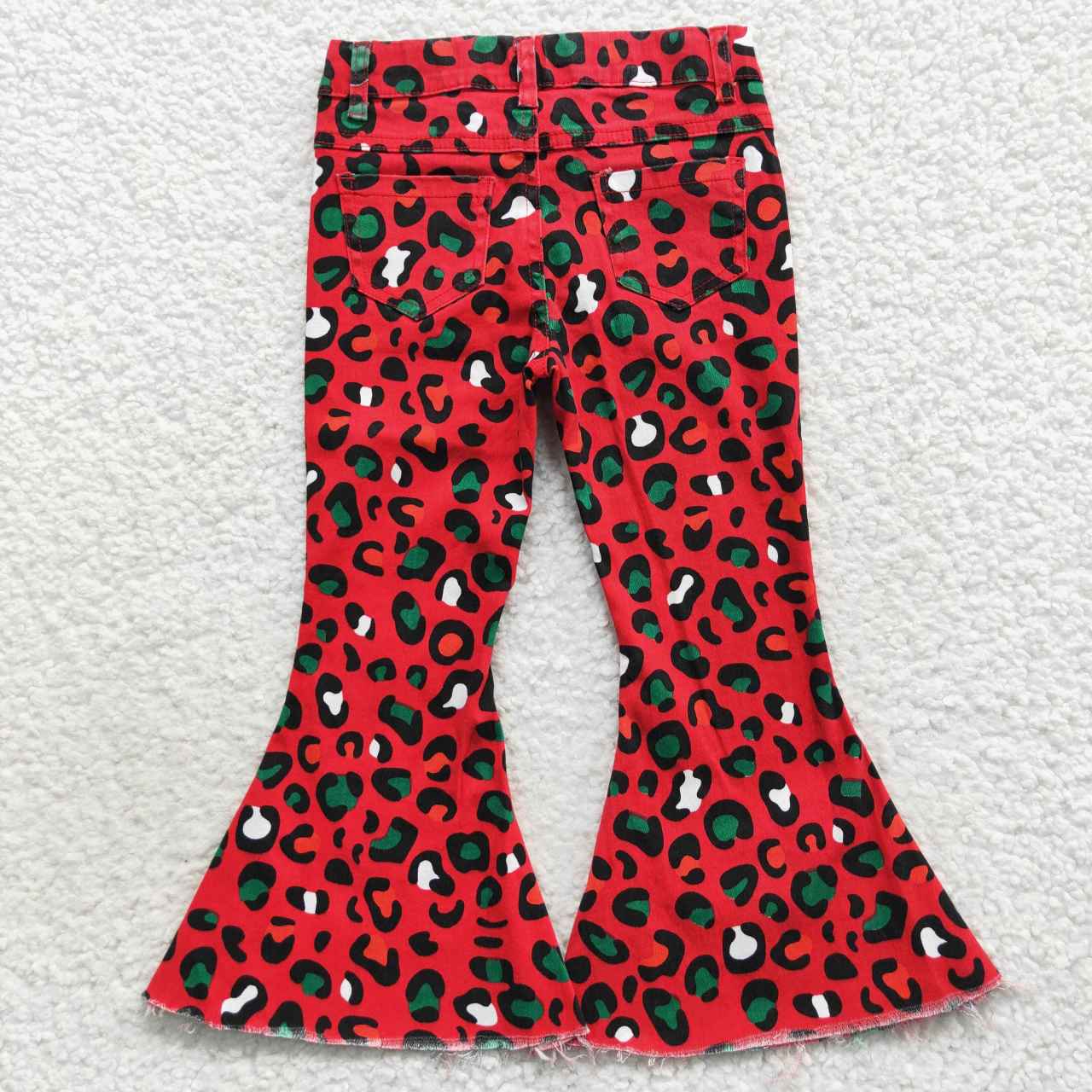 P0229 Colorful Leopard Red Girls Denim Jeans