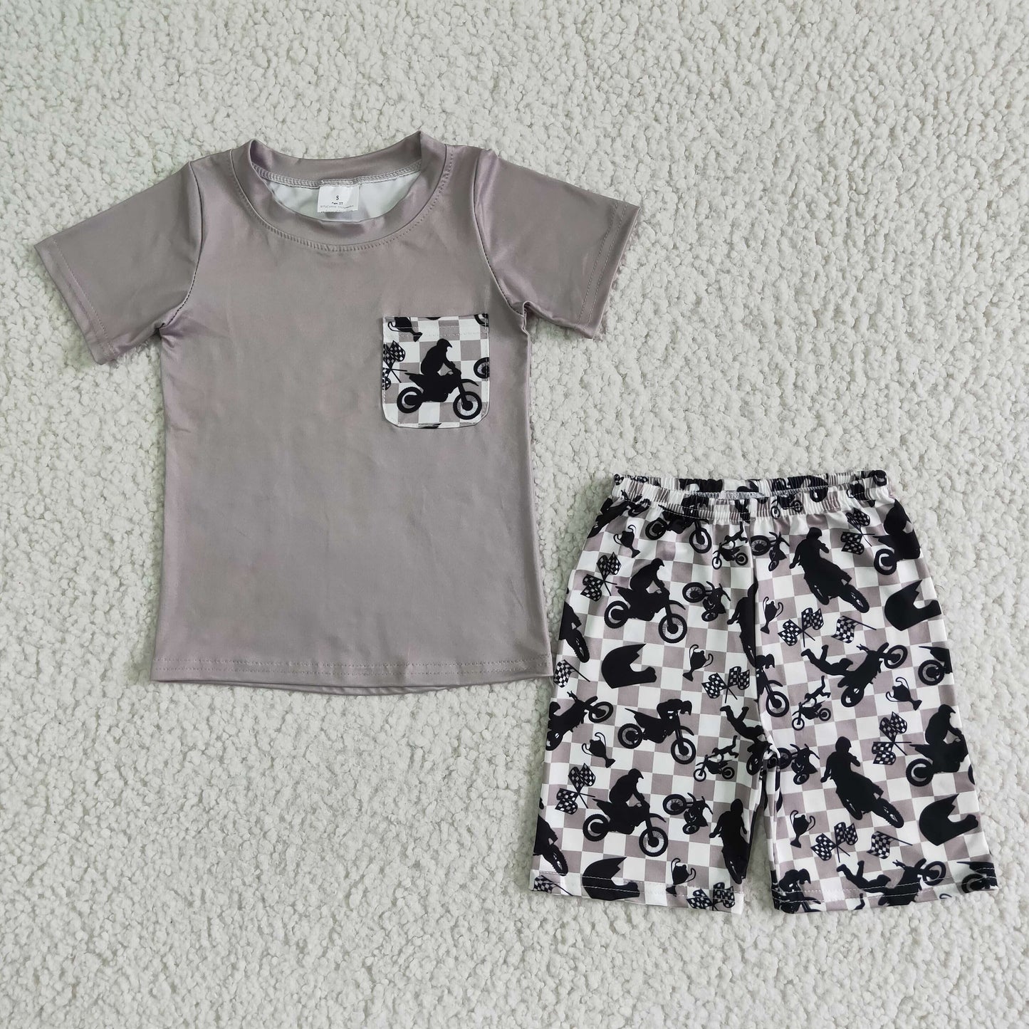 BSSO0054 Grey Boys Motorbike Summer Outfits