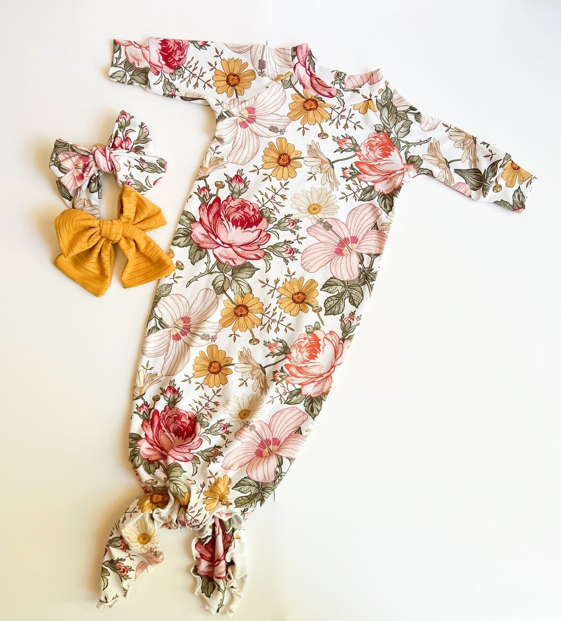 preorder NB0037 multi colorful flowers Long Sleeve baby Newborn