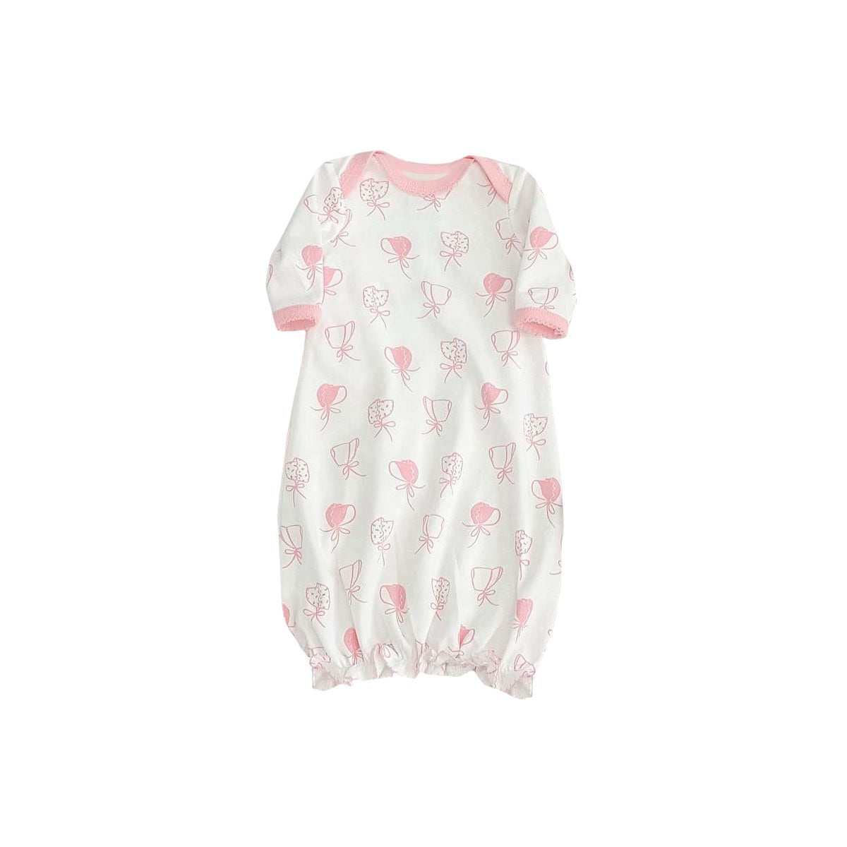 preorder NB0042 pink flowers long sleeve girls gown newborn