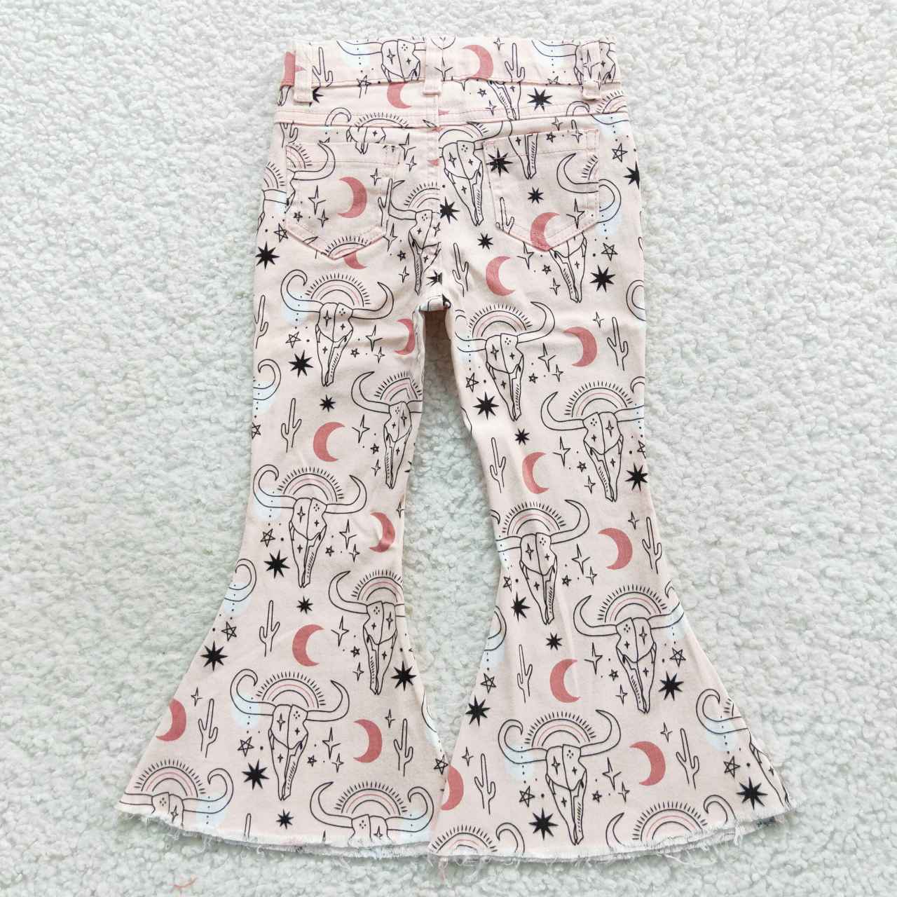 P0226 Western Cow Cactus Girls Denim Jeans
