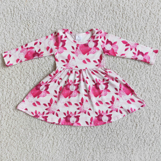 Pink Valentine's Day Floral I love You Dress 6 B2-15