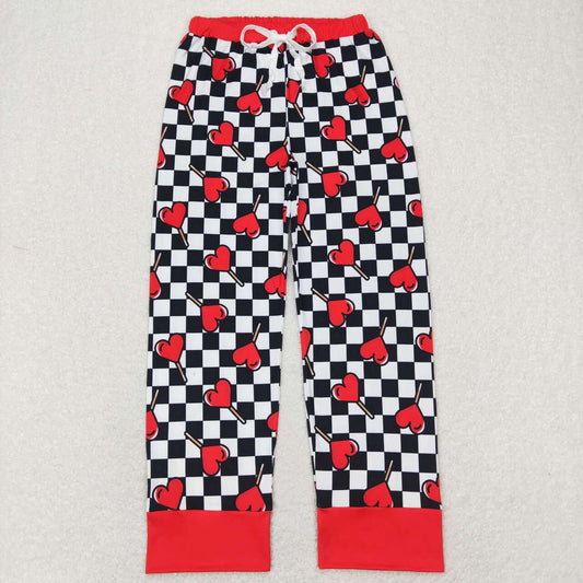 P0388 Valentine's Day Black Checkered Adult Pants