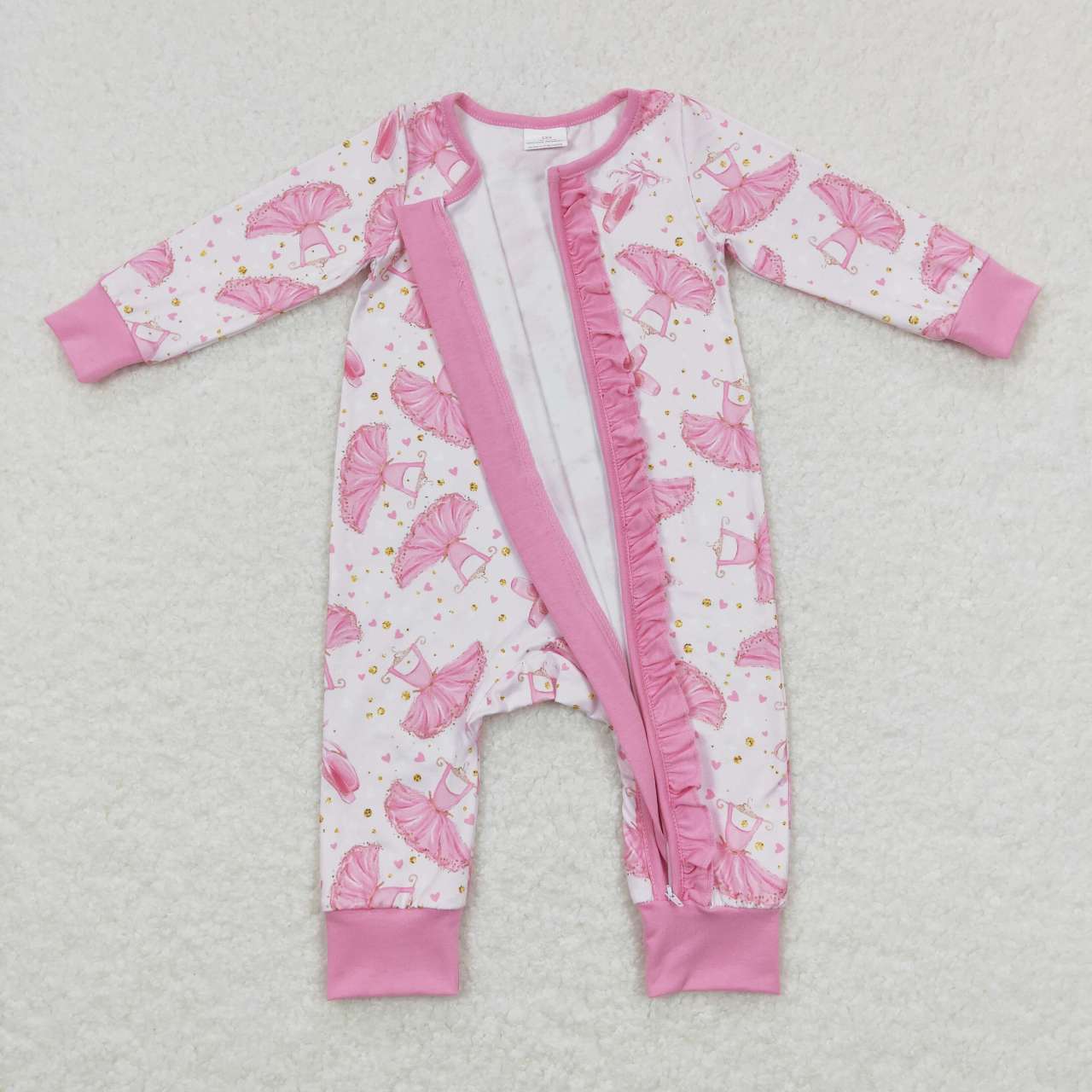 USA SHOP LR0647 Dance girl pink long sleeve girls romper