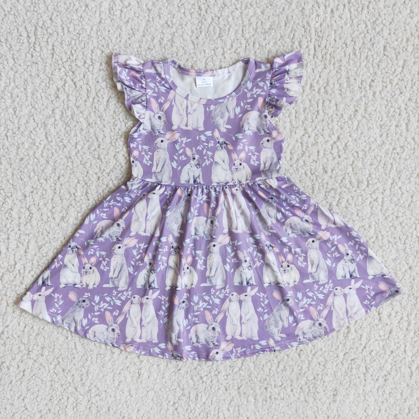 Purple Rabbits Easter Girls Dress