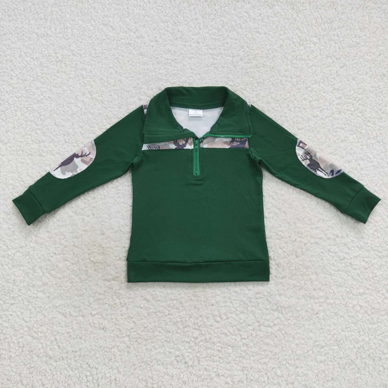 BT0277 Camouflage deer green long sleeve boys top
