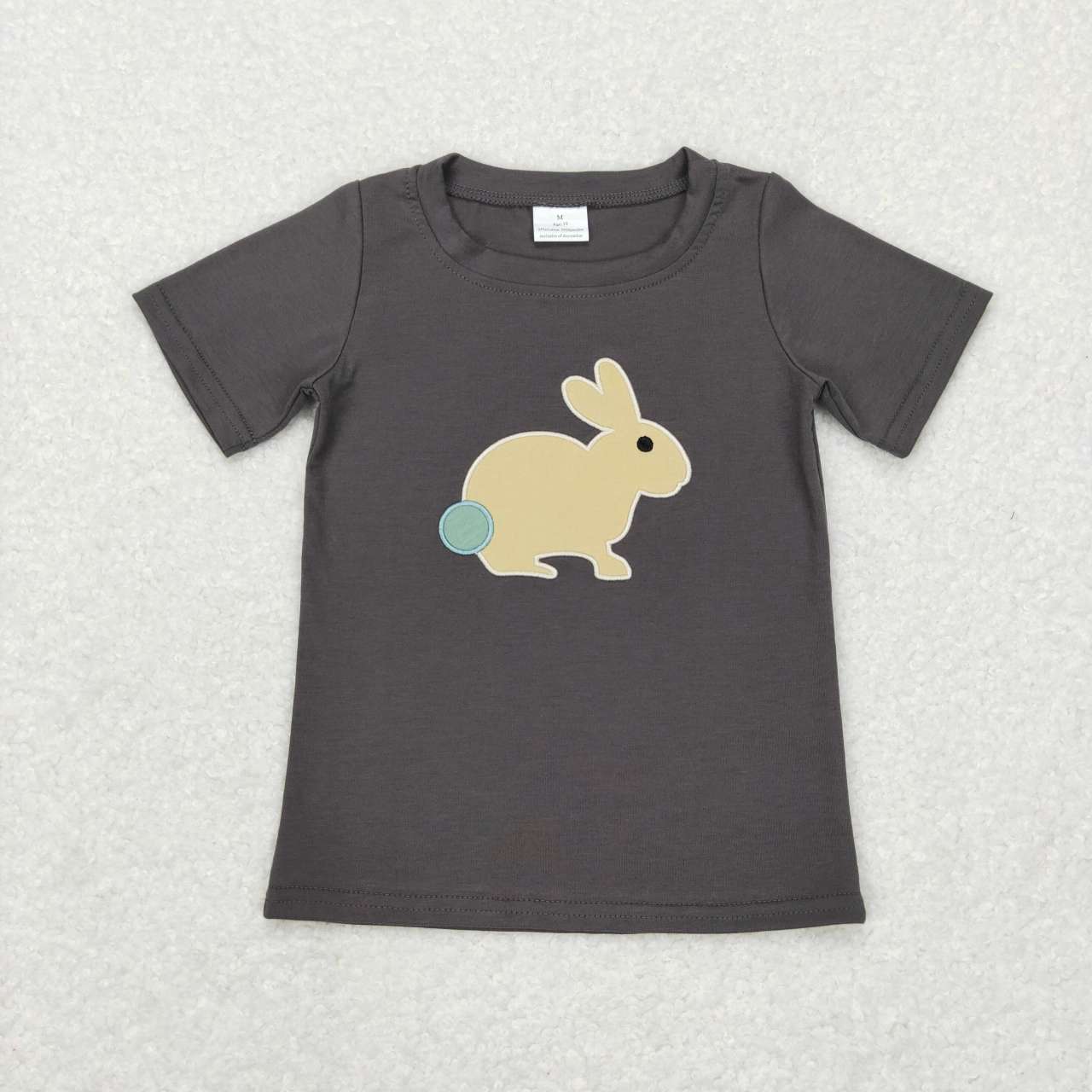 BT0444 Easter rabbit black short sleeve kids top