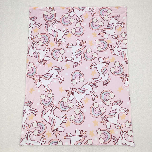 BL0100 Pink unicorn rainbow baby blanket
