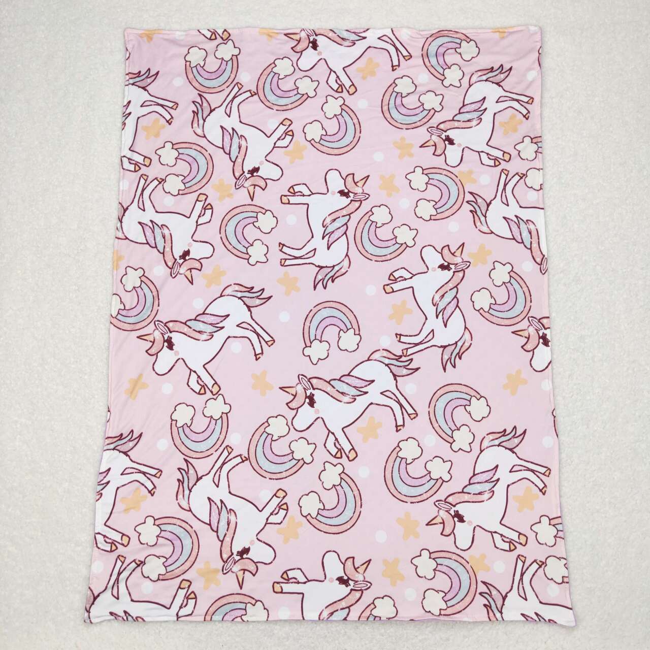 BL0100 Pink unicorn rainbow baby blanket