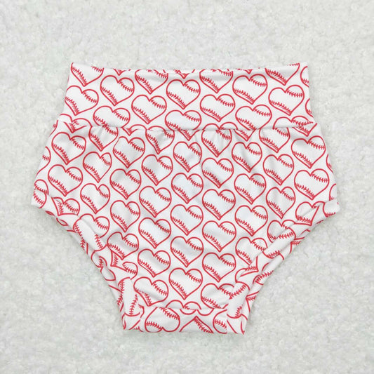 SS0170 Valentine's Day Baseball Heart Pink Girls Bummies