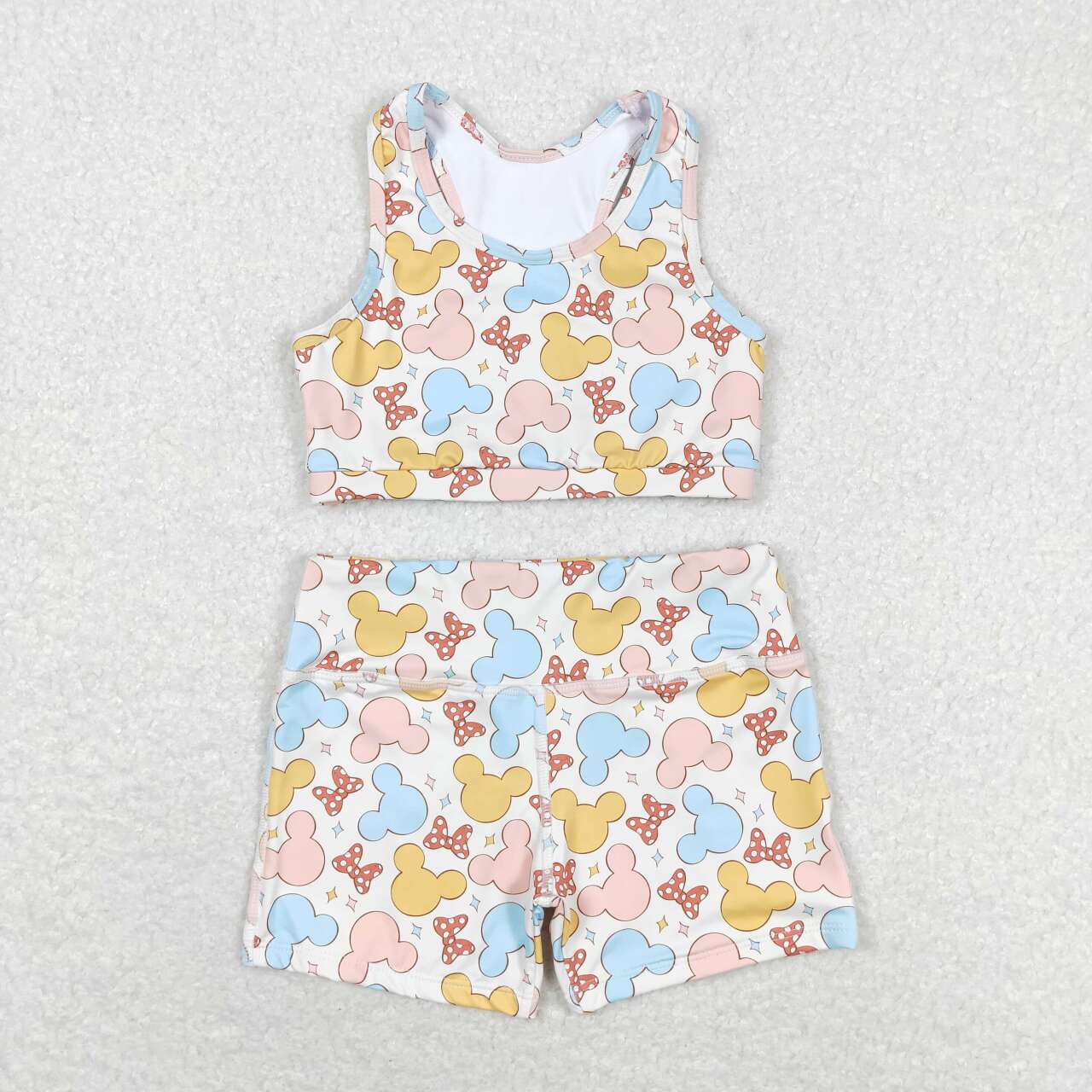 GSSO0899 cartoon M racer crop tanks shorts girls set
