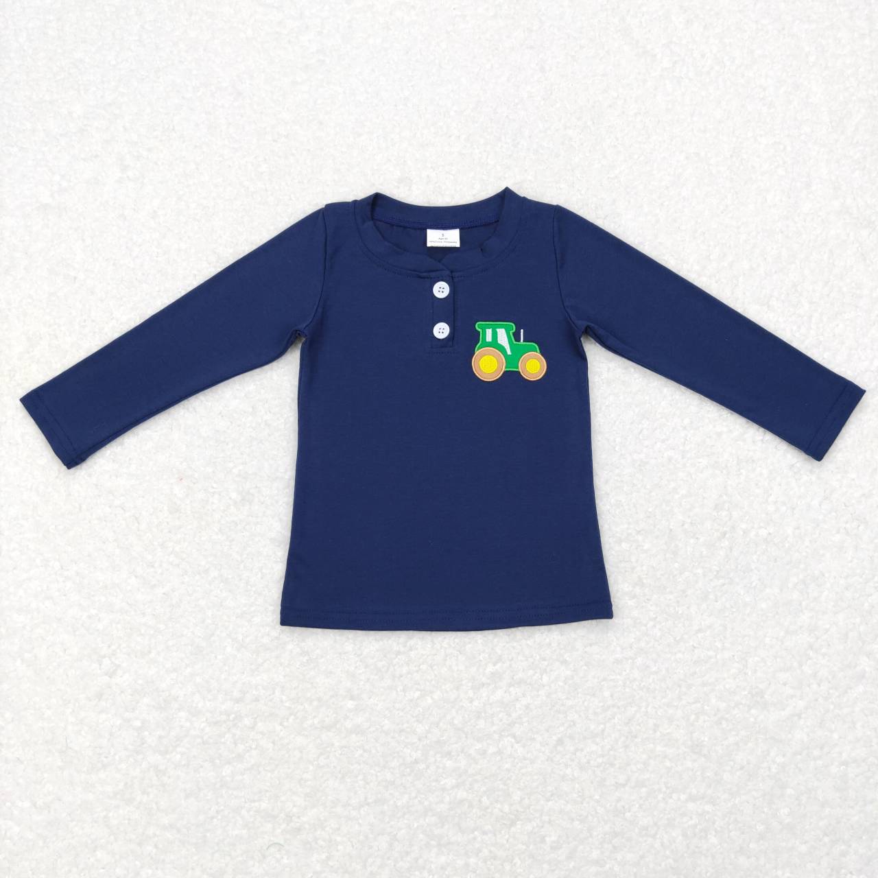 GT0355 Farm tractor truck navy long sleeve girls cotton top
