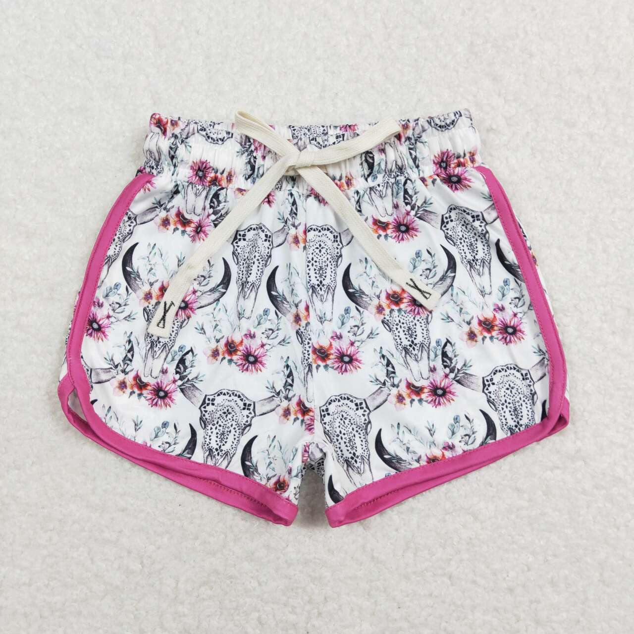 SS0122 Cow flowers kids shorts
