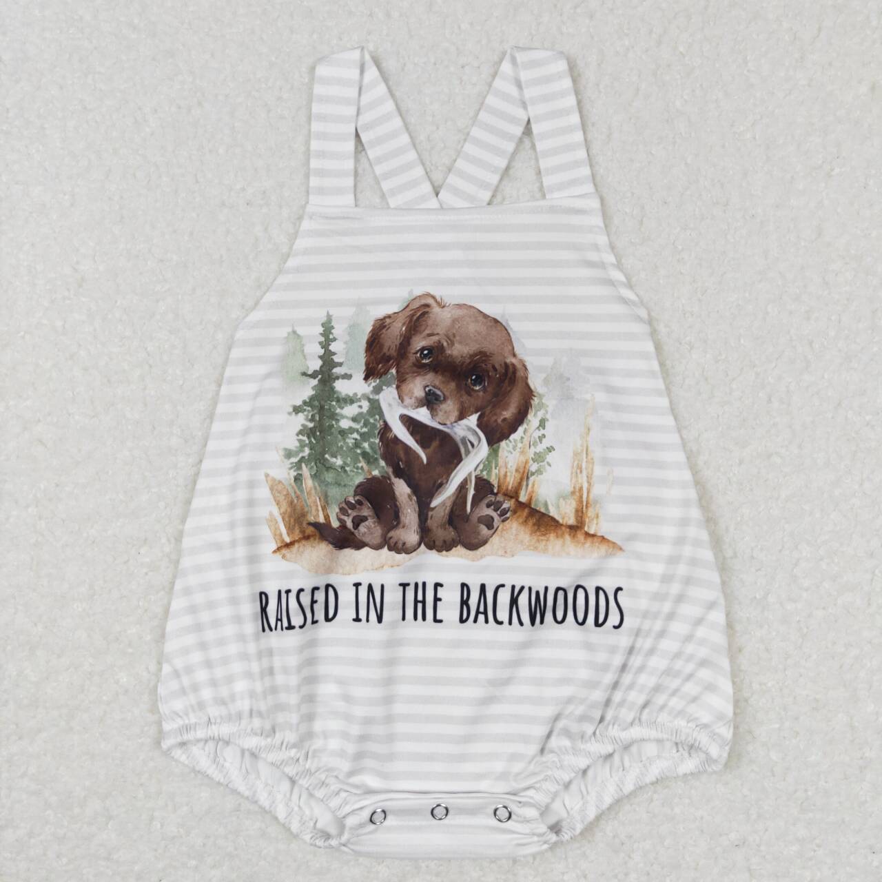SR0659 Raised in the backwoods dog sleeveless short boys romper