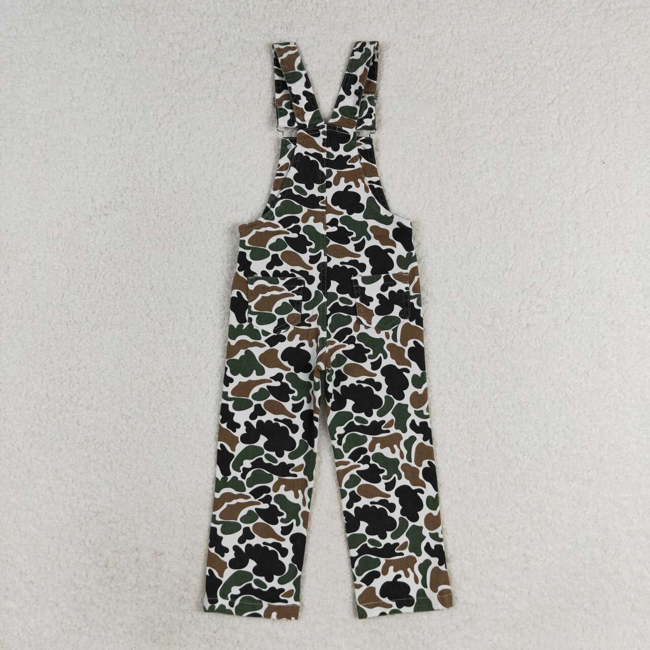 P0535 dark camo denim overalls kids jeans