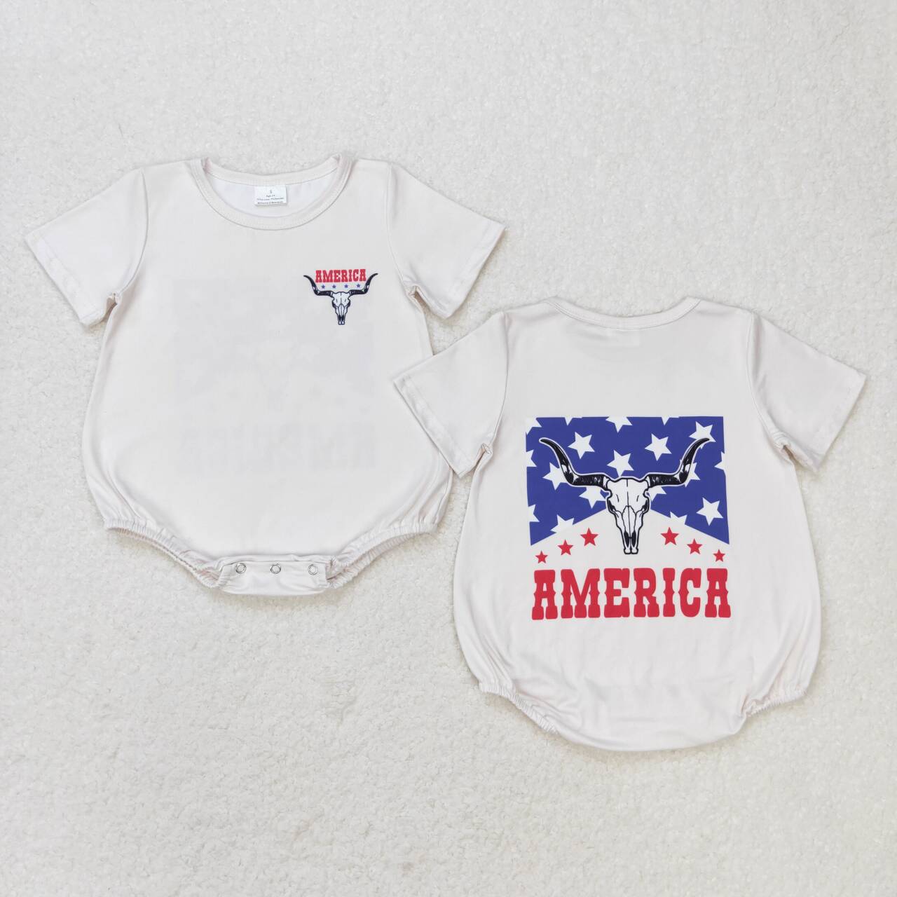 SR0962 July 4th America Cow Star Short Sleeve Kids Romper