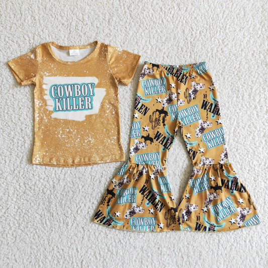 C3-28 Brown Bleach Design Cowboy Killer Kids Clothes