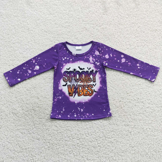 GT0234 Halloween Spooky Purple Long Sleeve Girls Top