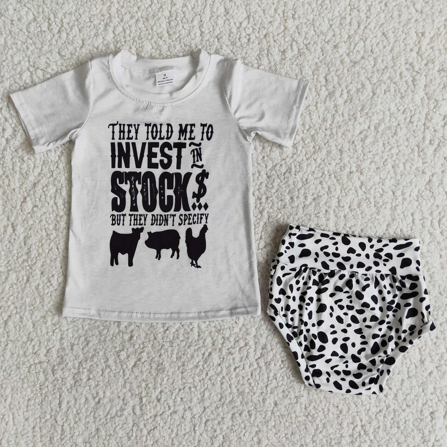 E2-5 Farm Short Sleeve Leopard Print Bummies Set