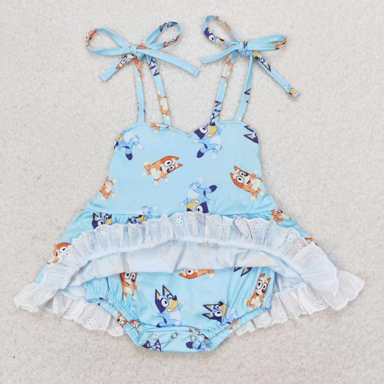 SR1550 cartoon blue dog cute baby blue girls romper