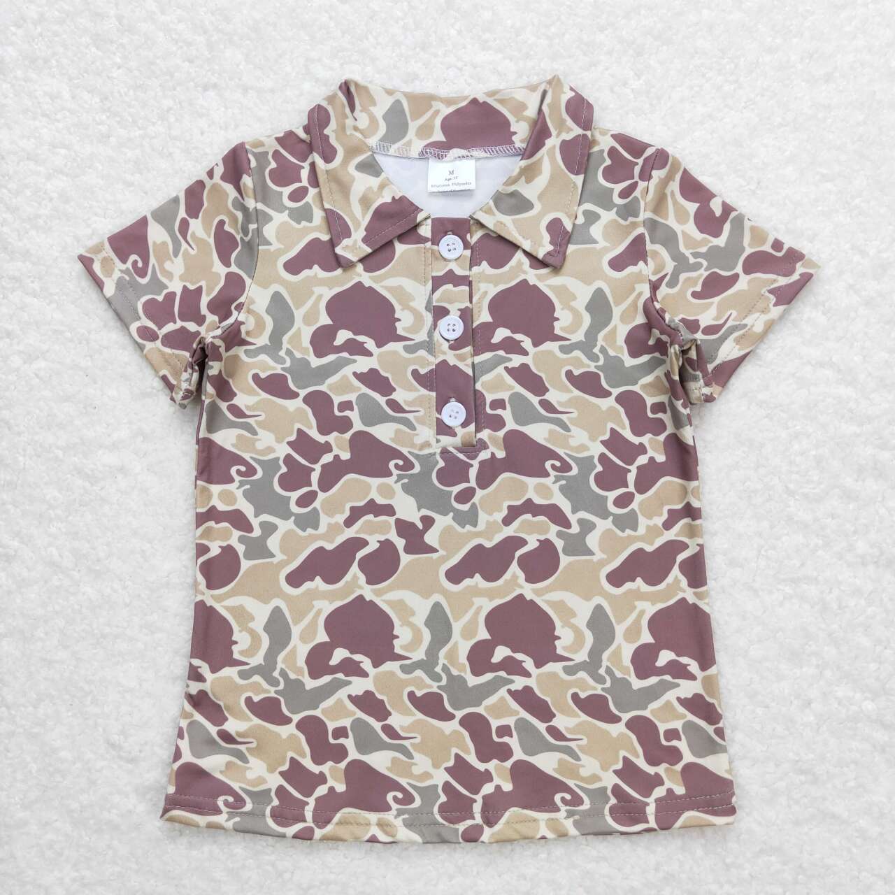 BT0640 green camo short sleeve boys top