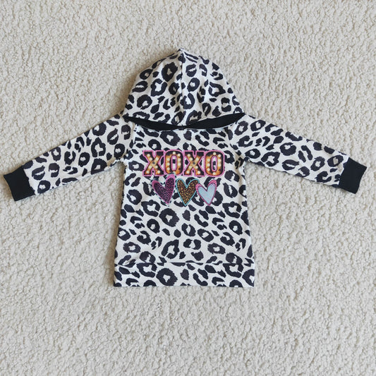 XOXO Valentine's Day Kids Leopard Print Hoodie Top