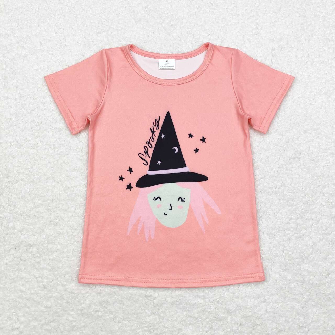 GT0697 Halloween hat smile short sleeve girls top