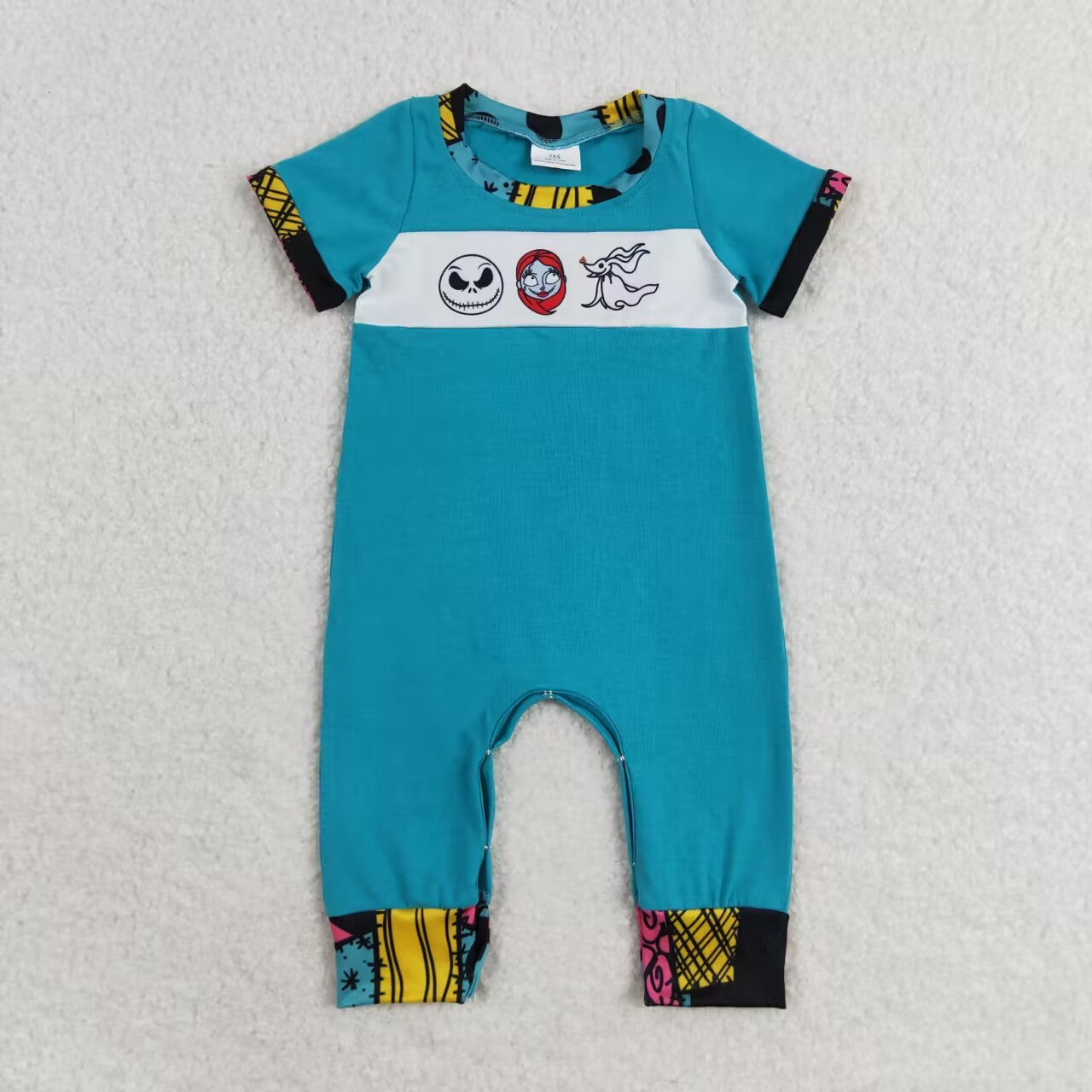 SR1830 Halloween skull blue short sleeve boys romper