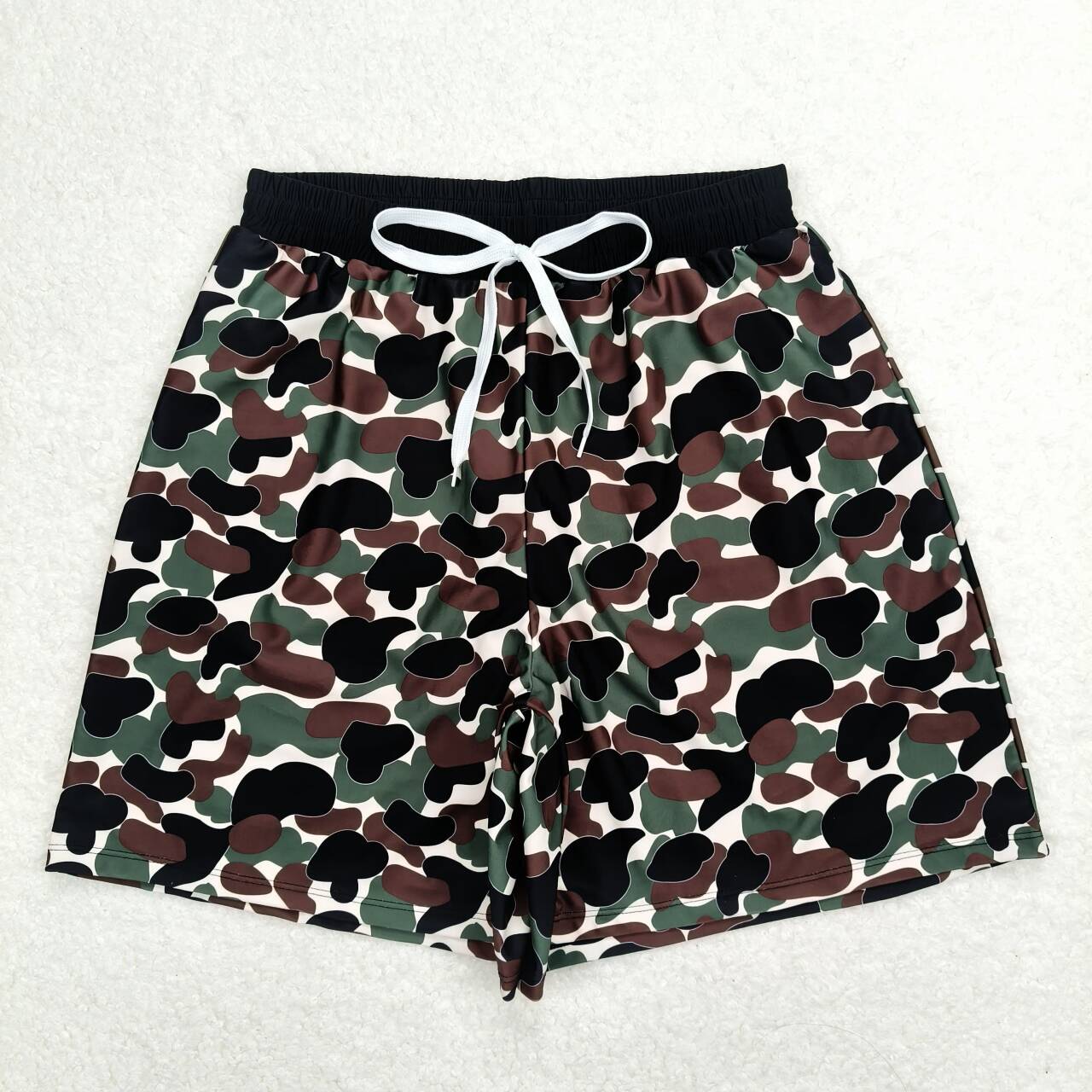 S0401 brown green camo adult swimming trunk