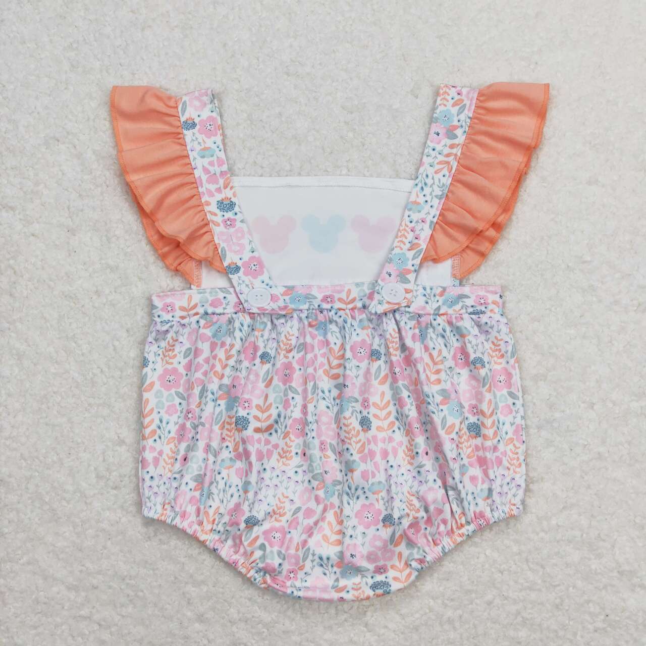 SR1138 Cartoon M colorful leopard pink flutter sleeve girls romper