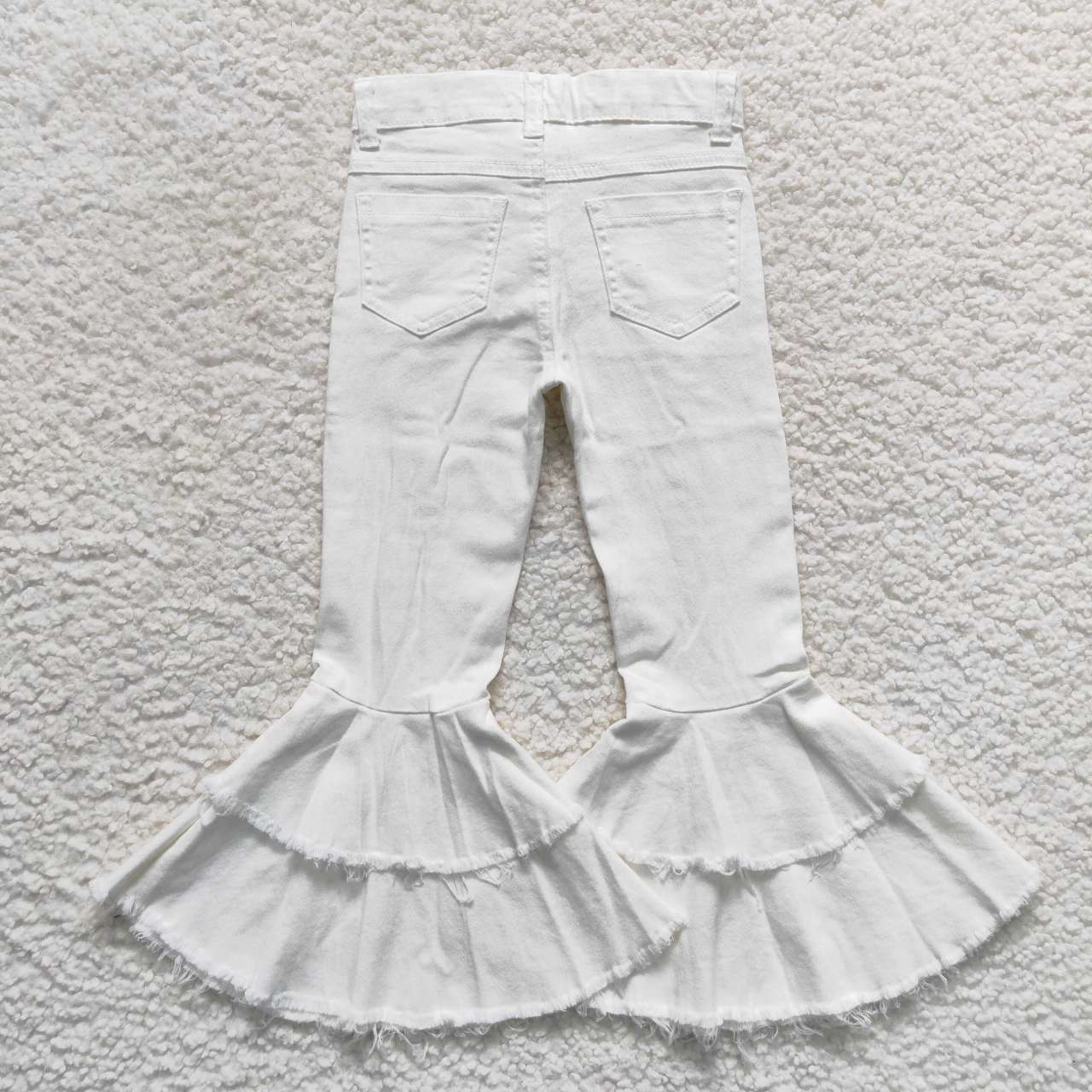 P0129 White hole girls denim pants