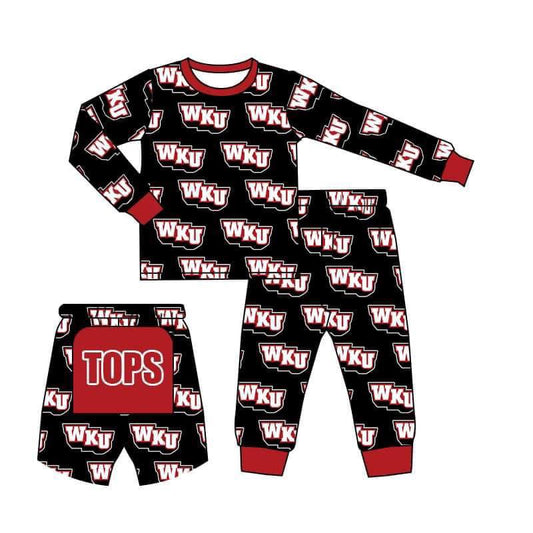 custom S 8.23 black & red long sleeve pants kids set