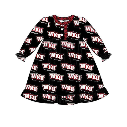 custom S 8.23 red & black long sleeve girls dress