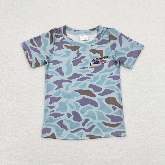 BT0598 Green camo short sleeve boys top