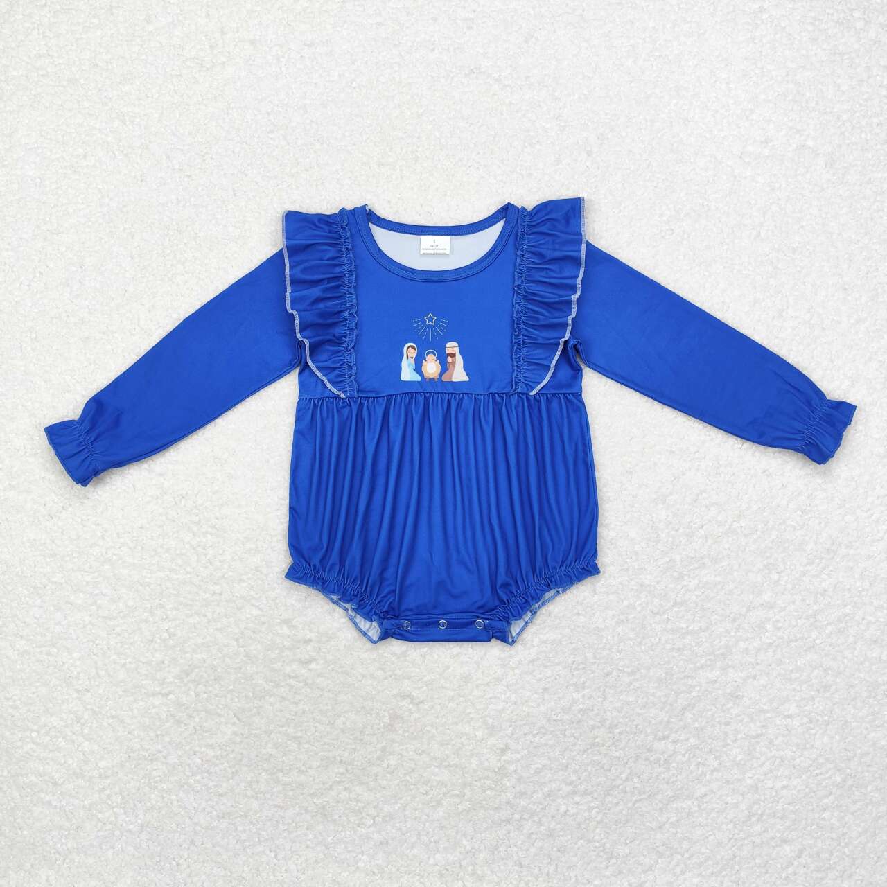 LR1473 The Nativity Story navy blue long sleeve girls romper