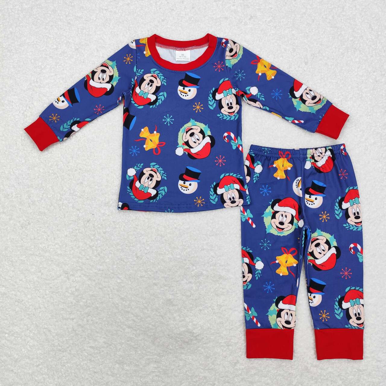 BLP0689 Christmas cartoon navy blue long sleeve pants boys pajamas