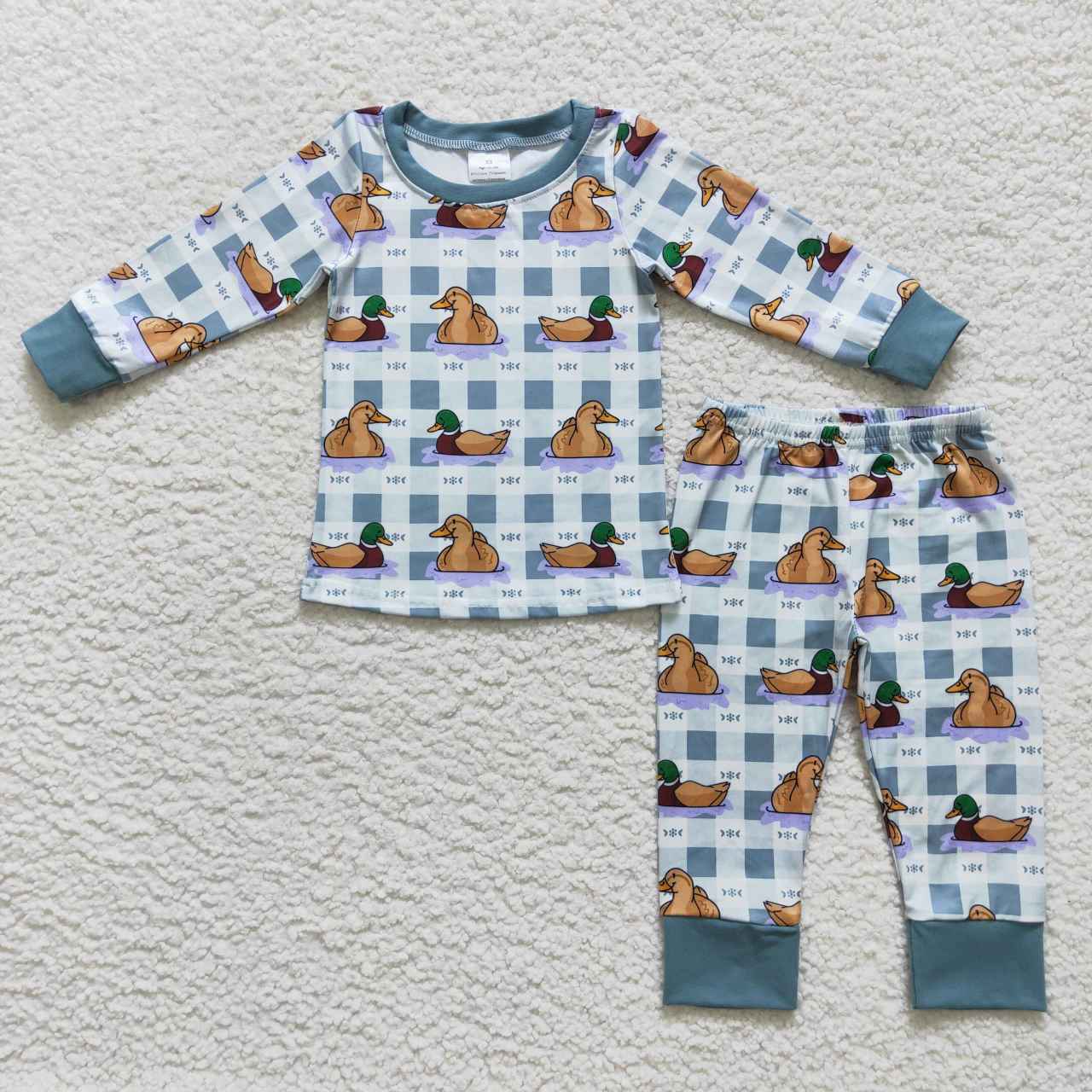 BLP0329 Duck blue long sleeve pants boys pajamas