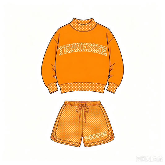 Custom Moq 5 TENNESSEE Orange Dot Long Sleeve Shorts Girls Set