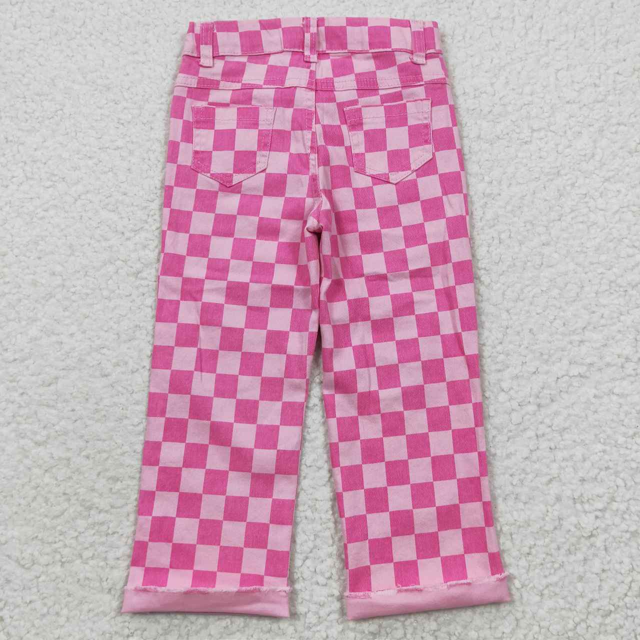 colorful checkered girls jeans RTS sibling clothes