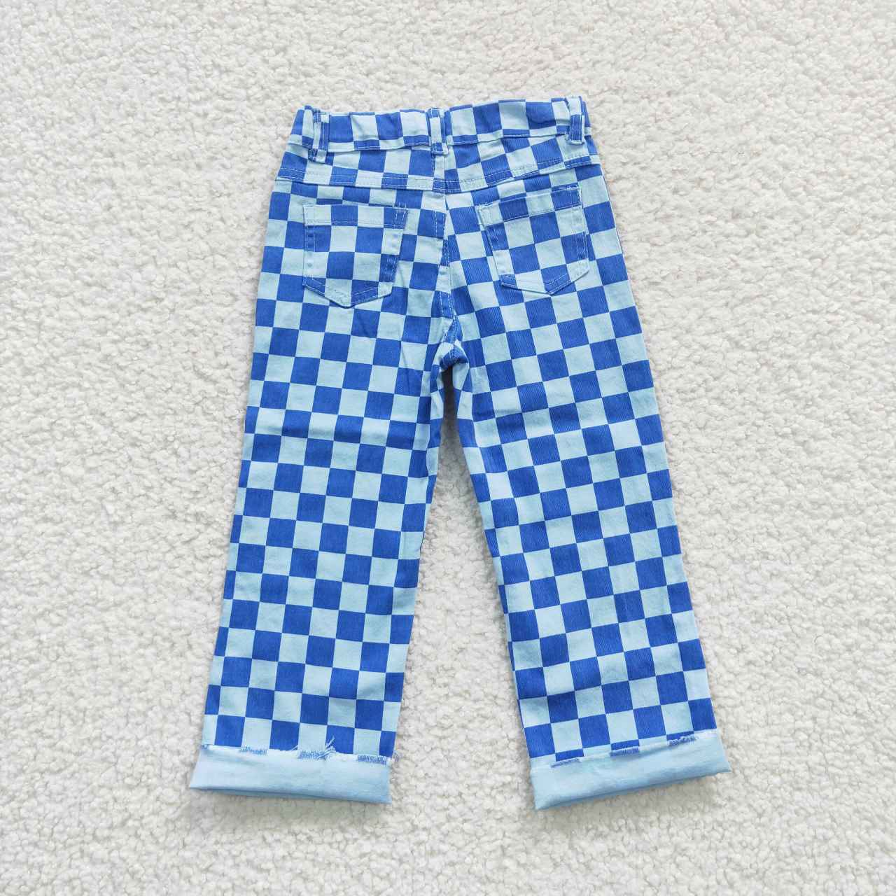 colorful checkered girls jeans RTS sibling clothes