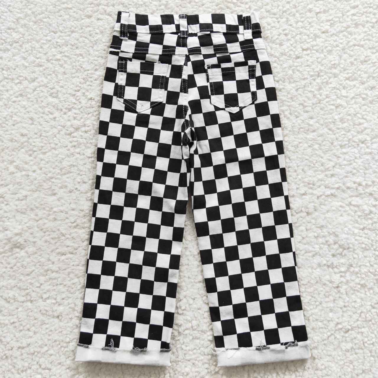 colorful checkered girls jeans RTS sibling clothes