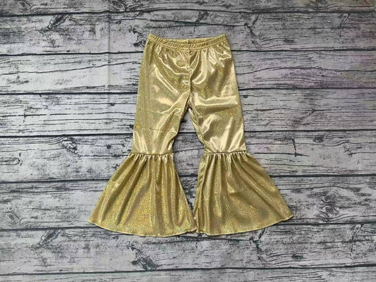 preorder P0183 Dark Yellow Metallic Glitter Lurex Shimmer Silk Disco Pants