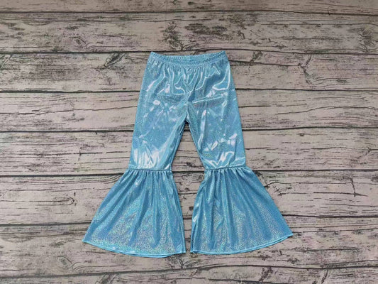 preorder P0190 Sky Blue Metallic Glitter Lurex Shimmer Silk Disco Pants