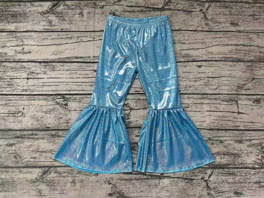 preorder P0191 Blue Metallic Glitter Lurex Shimmer Silk Disco Pants