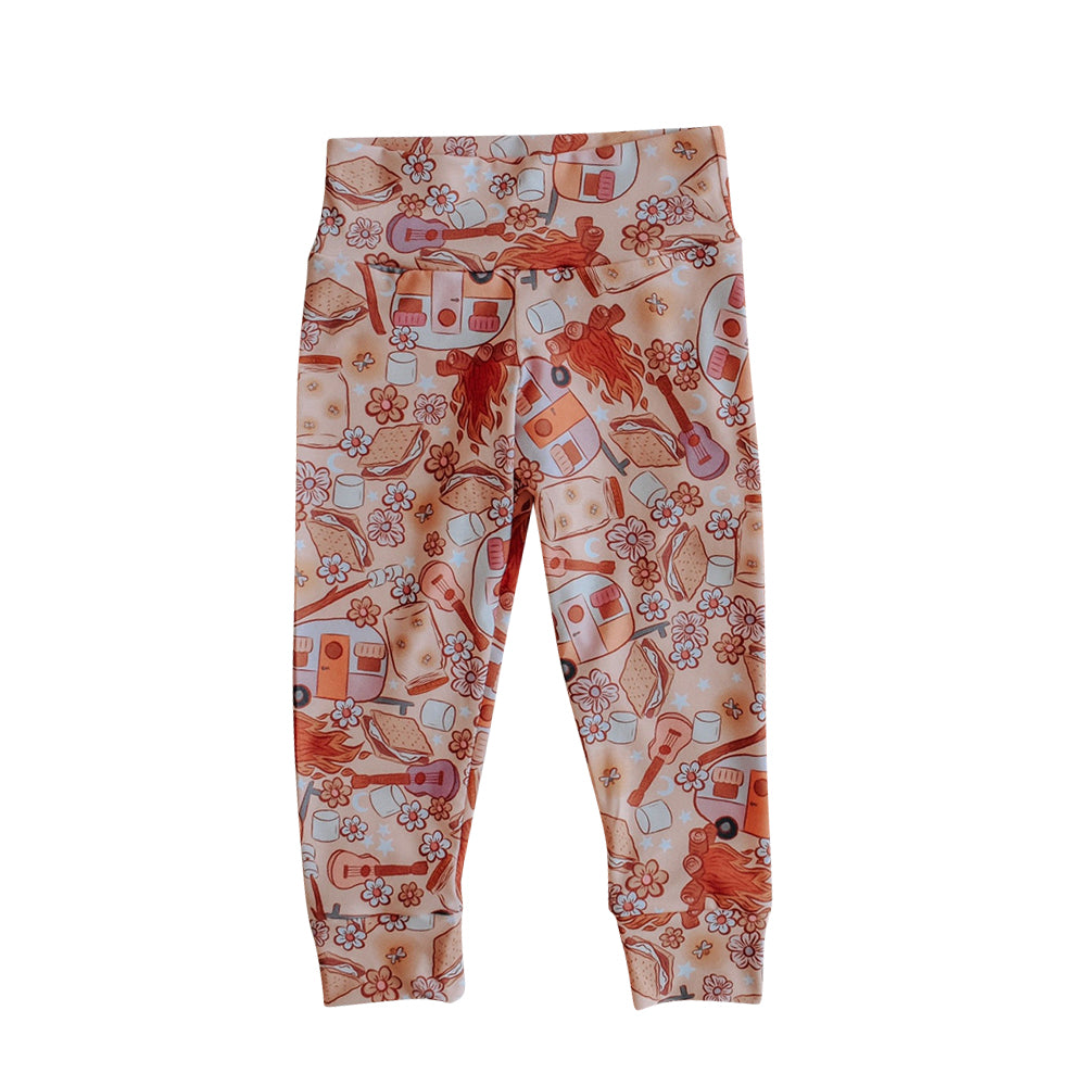 preorder P0217 Flowers Guitar Orange Girls Pants