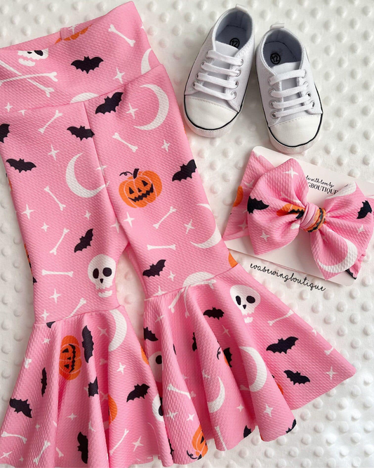 preorder Halloween Pumpkin Skull Pink Girls Pants