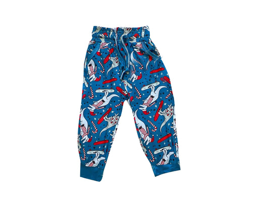 preorder P0286 Christmas dinosaur blue kids pants