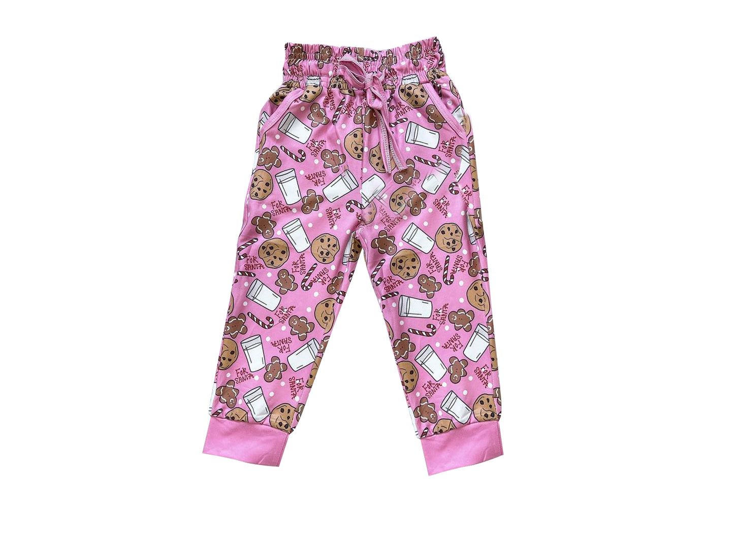 preorder P0290 Christmas gingerbread man cookie hot pink kids pants