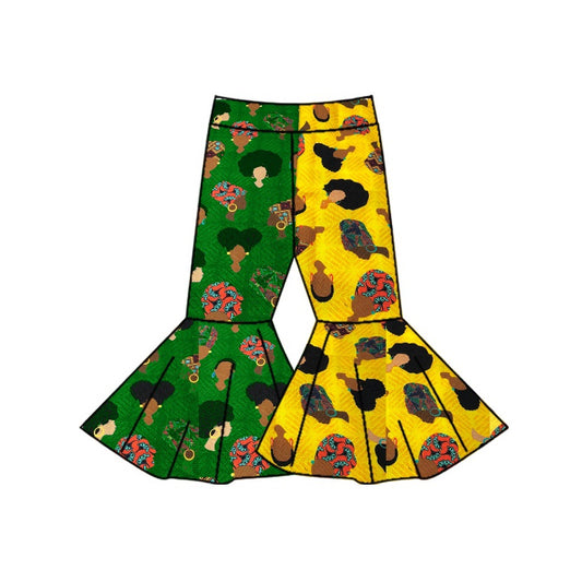 preorder P0317 Little cartoon girl yellow & green girls pants